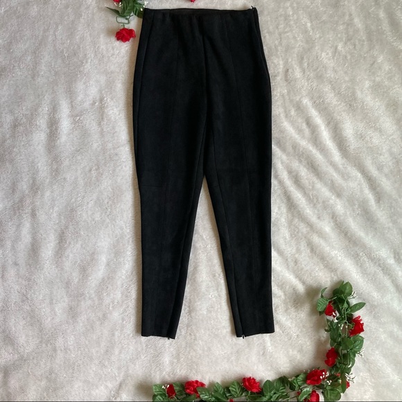 Zara Basic Black Suede Skinny Pants XS - Picture 3 of 9